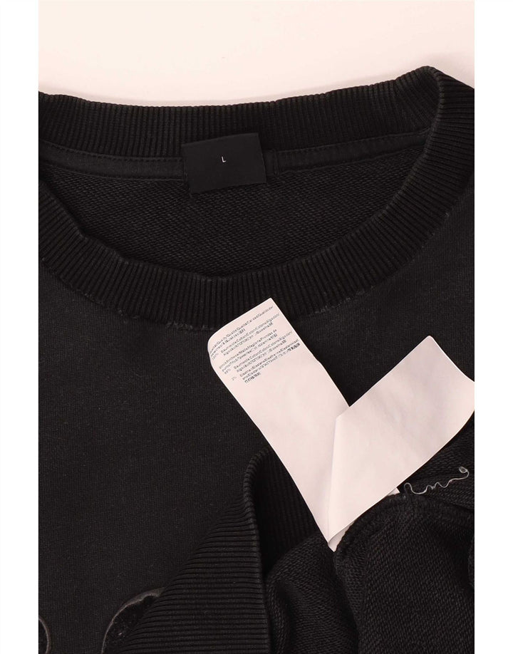 Hugo Boss Herre Grafisk Regular Fit Sweatshirt Jumper Stor Sort Bomuld