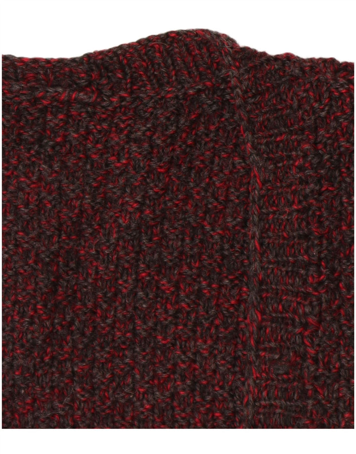 VINTAGE Dame ærmeløs cardigan sweater UK 14 Large Bourgogne Flecked