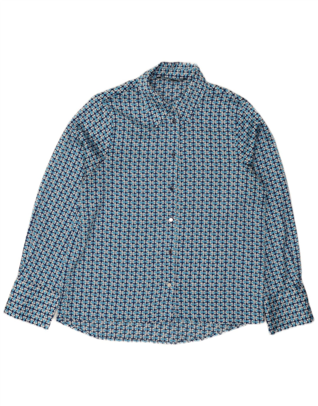 Zara Dameskjorte UK 14 Medium Blue Geometric