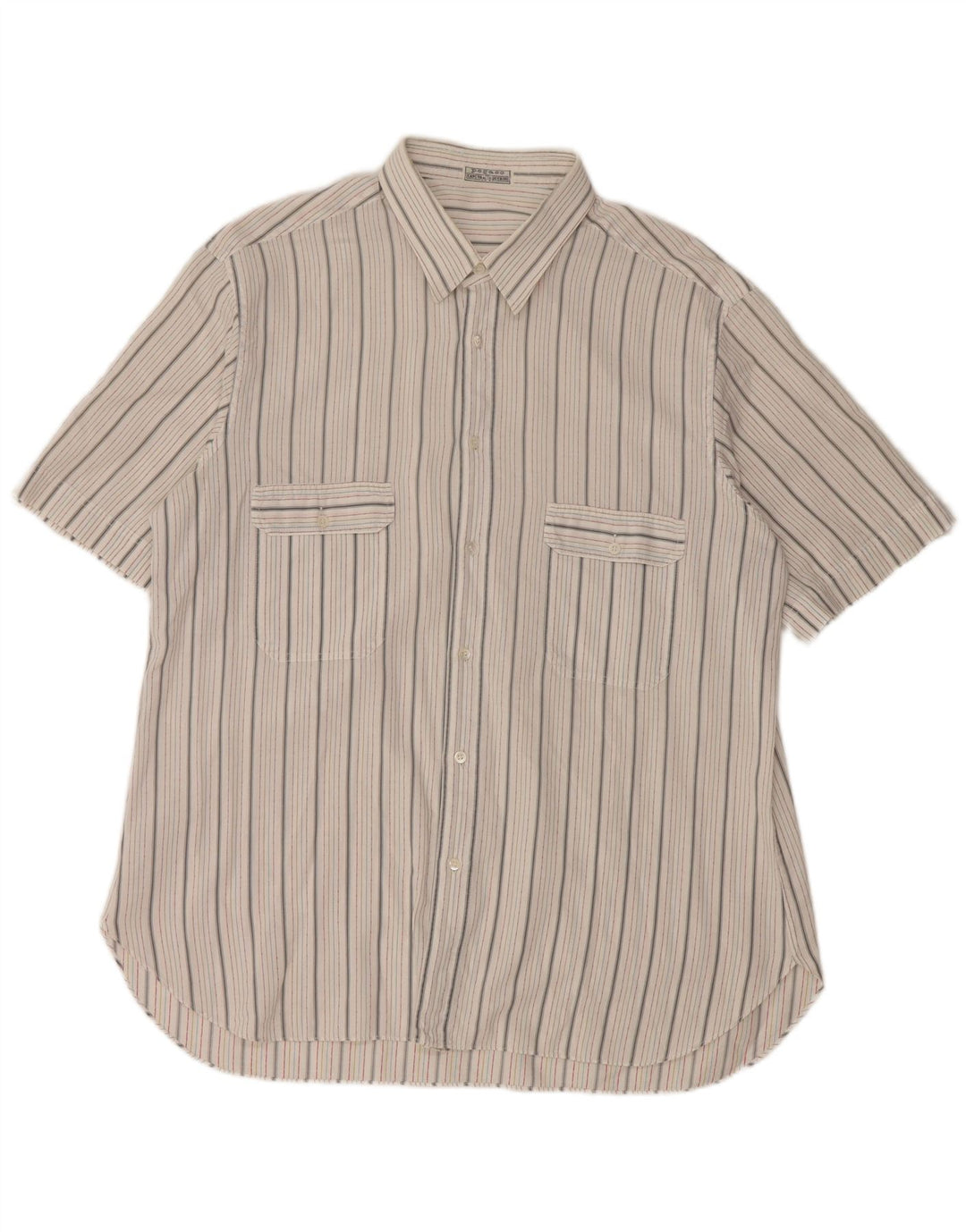 Vintage kortærmet herreskjorte stor hvid stribet