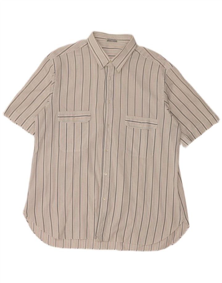 Vintage kortærmet herreskjorte stor hvid stribet