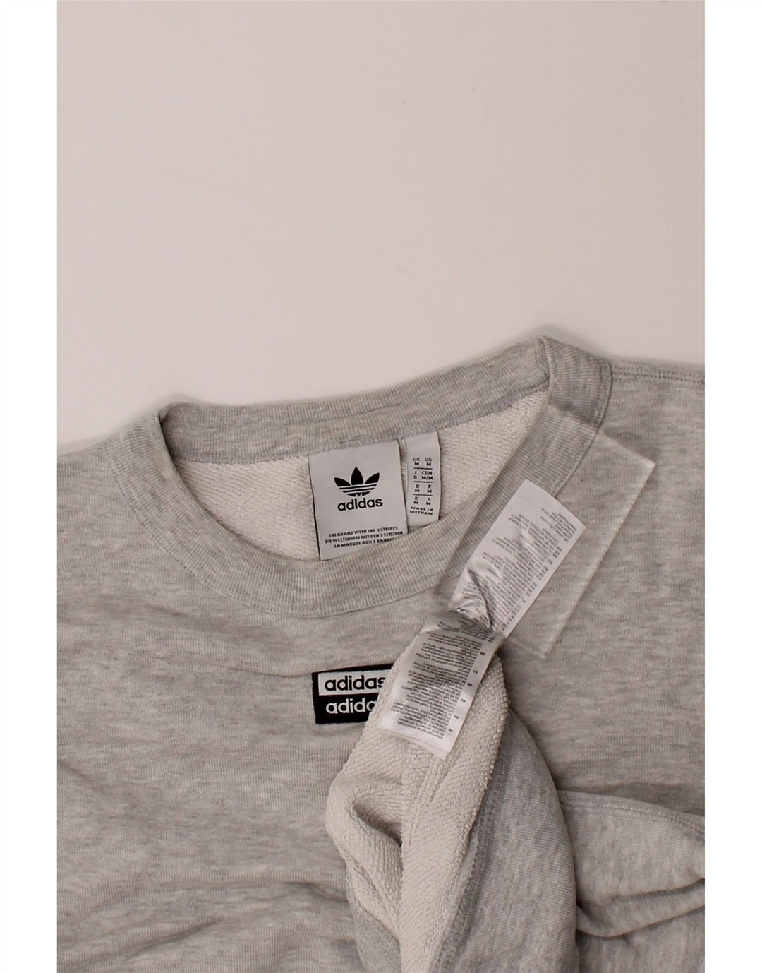 ADIDAS Womens Oversized Sweatshirt Jumper UK 14 Medium Grey Cotton Vintage Adidas and Second-Hand Adidas from Messina Hembry 