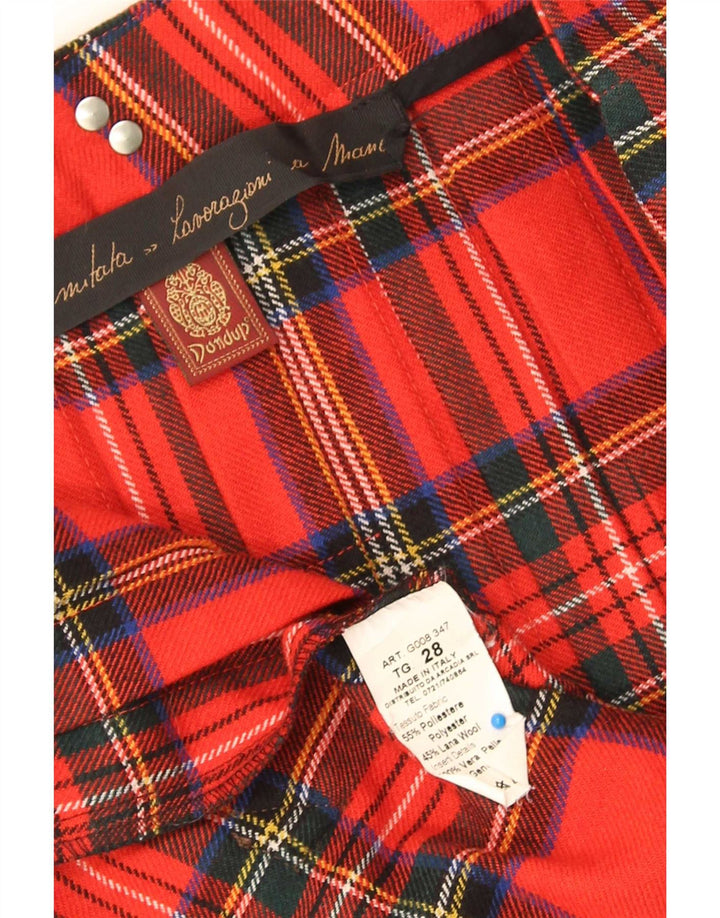 Dondup Wrap-nederdel til kvinder Medium W28 Rød Plaid Polyester