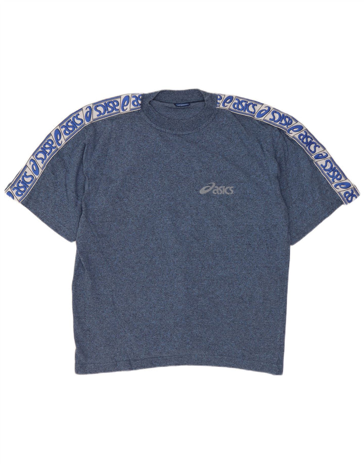 Asics Herre grafisk T-shirt Top UK 41 Medium Blue Flecked Bomuld