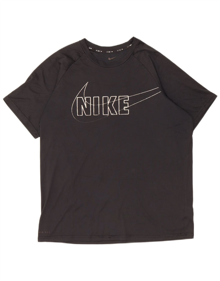 Nike Herre Dri Fit Grafisk T-Shirt Top Medium Sort Polyester