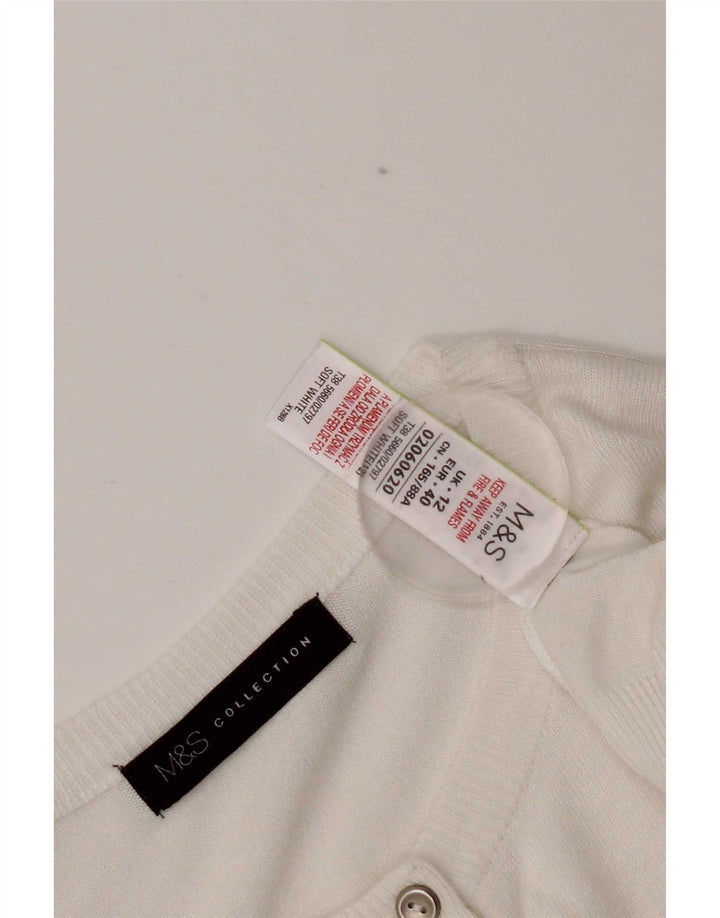 Marks & Spencer Womens Crop Cardigan Sweater UK 12 Medium White Viscose