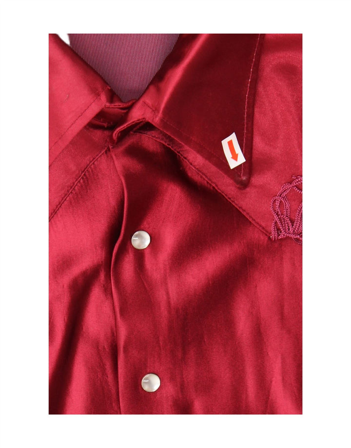 Vintage dameskjorte bluse UK 18 XL rød acetat