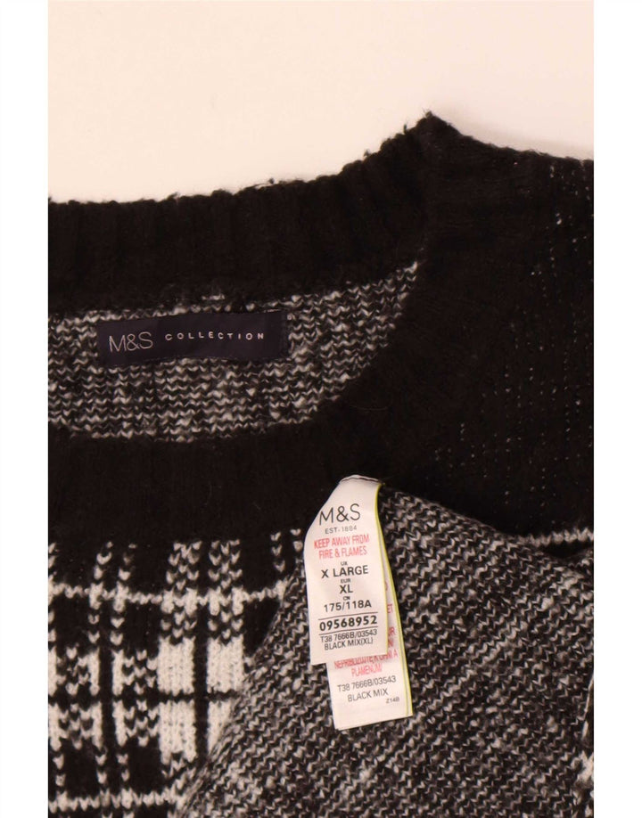 Marks & Spencer Dame sweater med rund hals DK 18 XL sort ternet