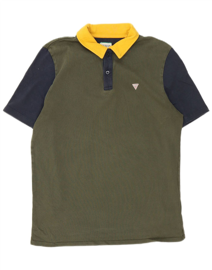 Guess Rugby Polo Shirt til mænd Medium Grøn Colourblock Bomuld