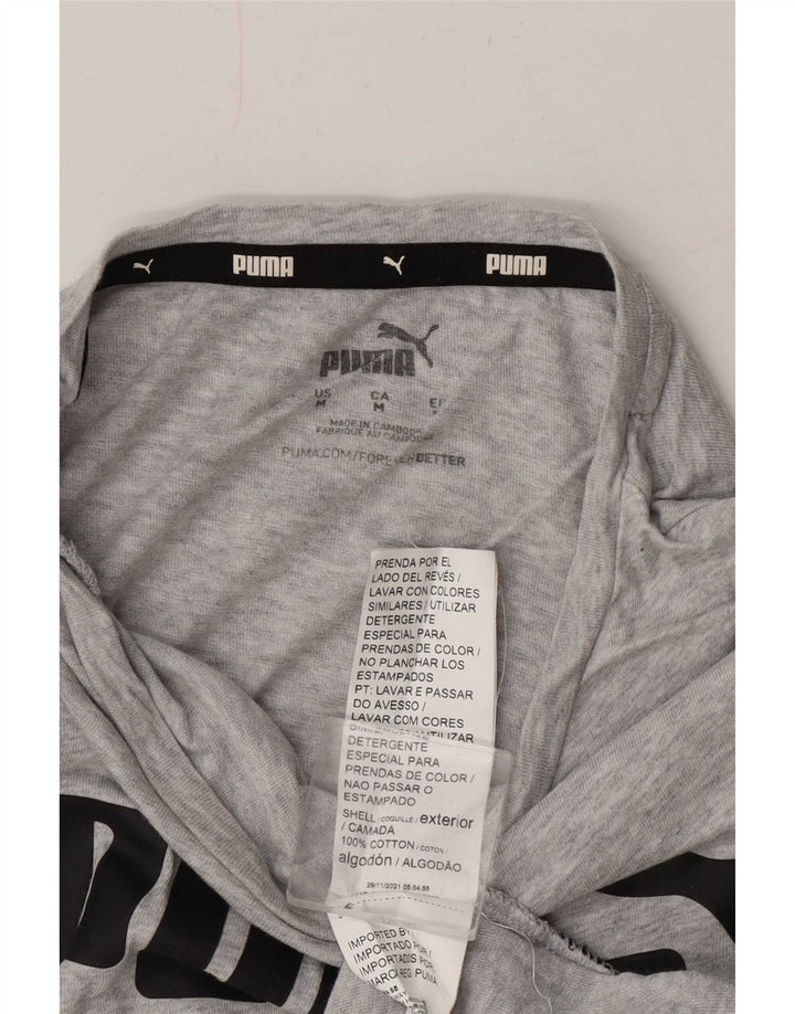 Puma grafisk t-shirt top til kvinder DK 14 mellemgrå flækket bomuld