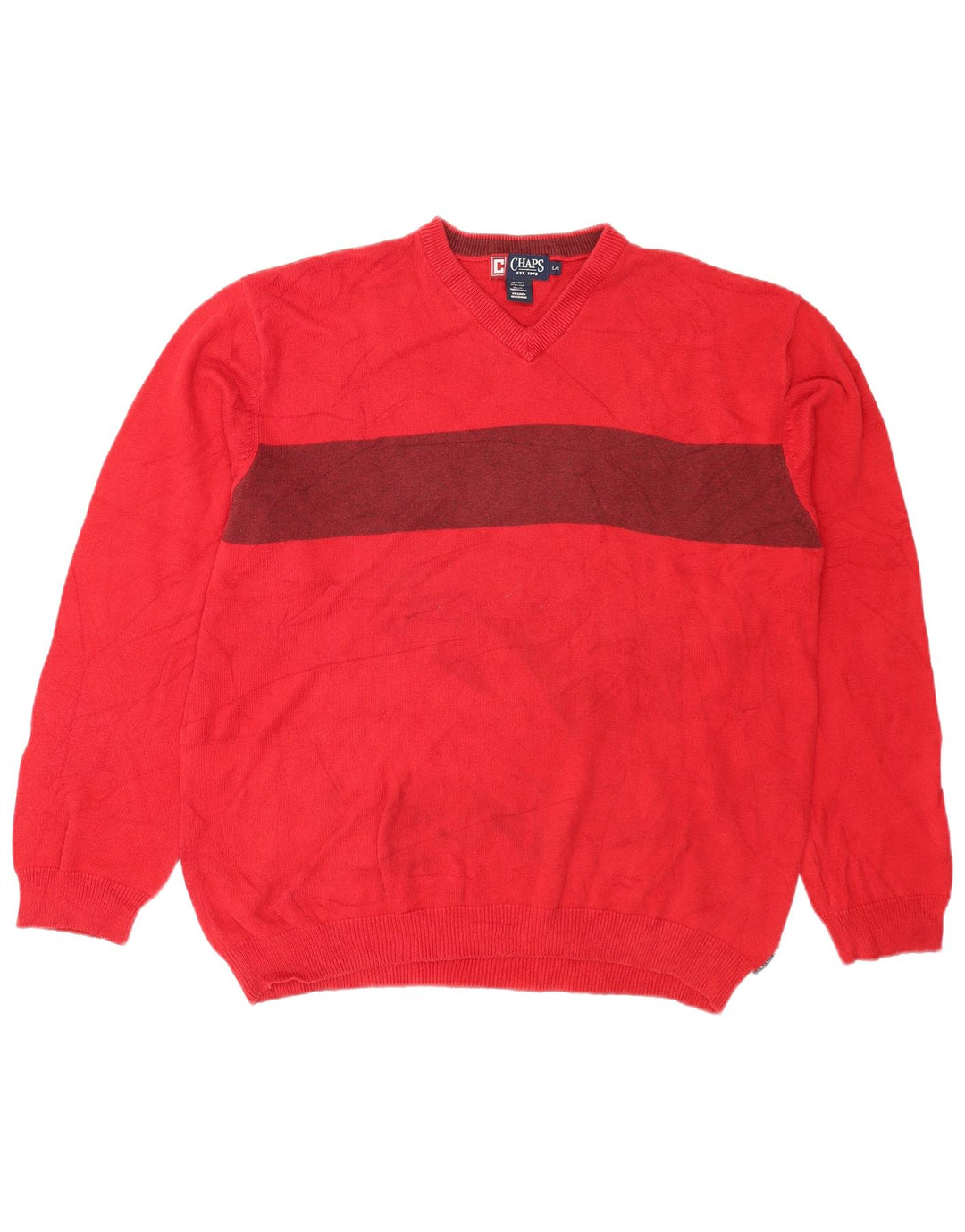 Chaps Herre V-hals sweater Stor Rød Colourblock Bomuld