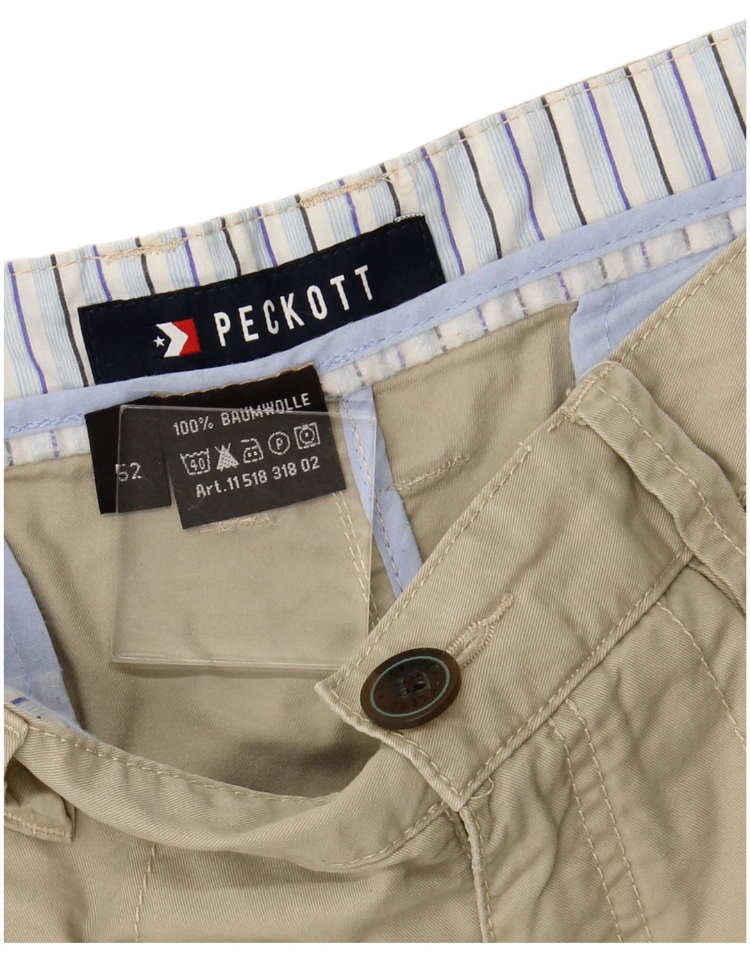 PECKOTT Chino Shorts til mænd IT 52 XL W36 Beige Bomuld