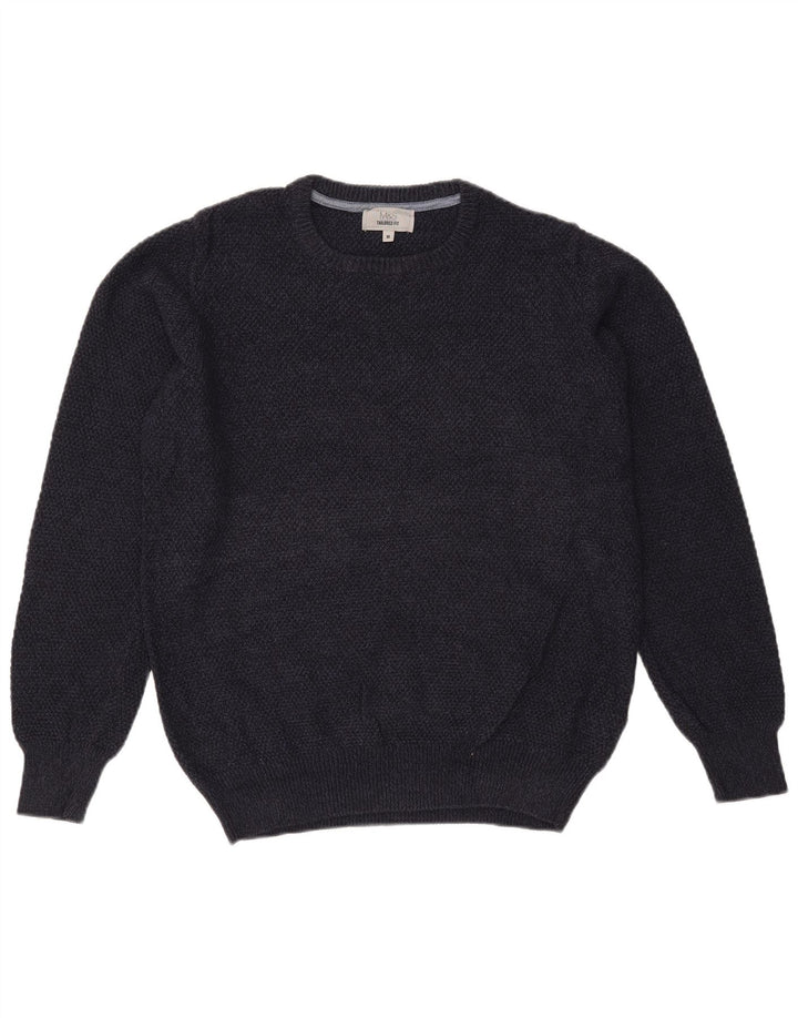Marks & Spencer Herre skræddersyet pasform med rund hals sweater Medium marineblå