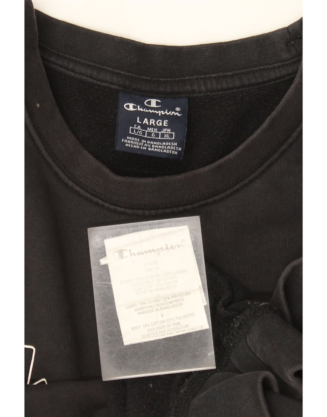 Champion Herre Grafisk Sweatshirt Jumper Stor Sort Bomuld