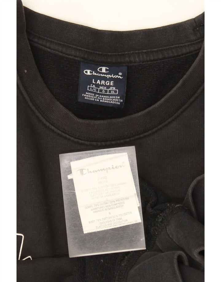 Champion Herre Grafisk Sweatshirt Jumper Stor Sort Bomuld