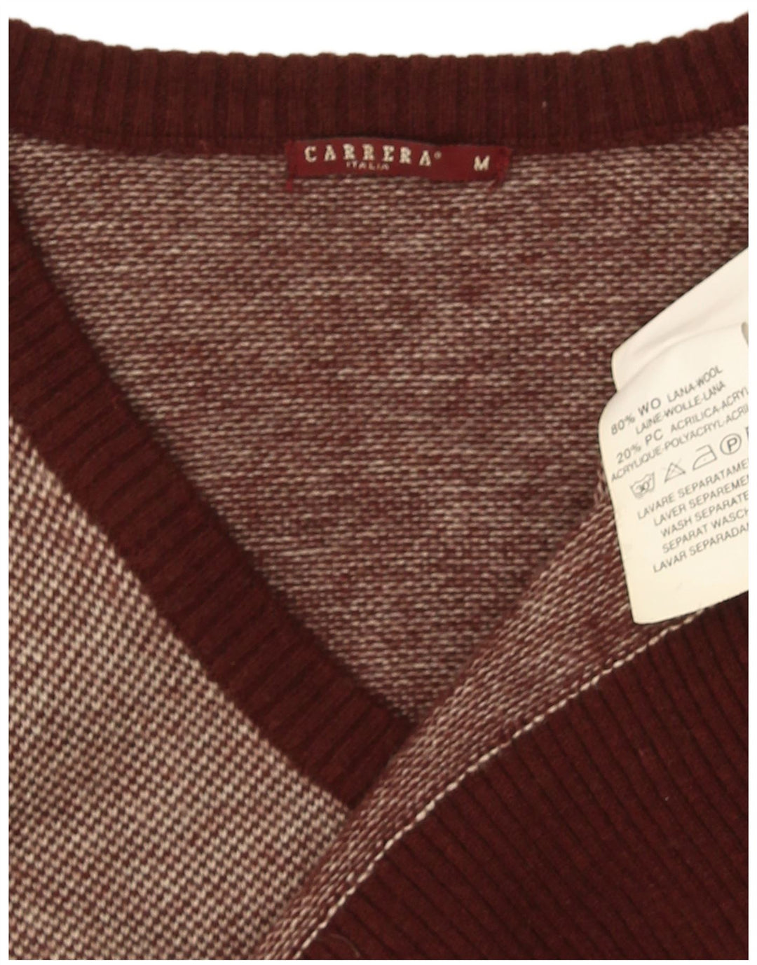 Carrera Herre V-hals sweater Medium Brun Flecked Uld