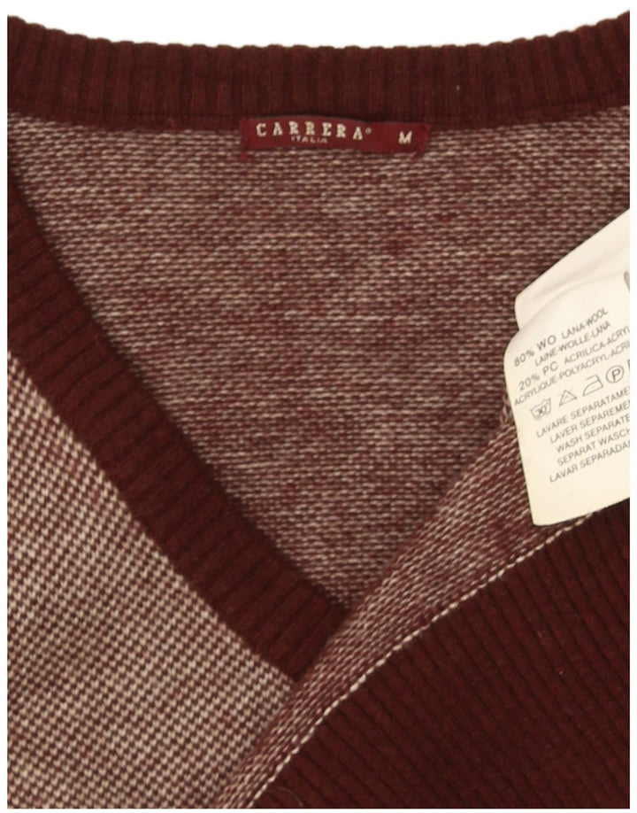 Carrera Herre V-hals sweater Medium Brun Flecked Uld
