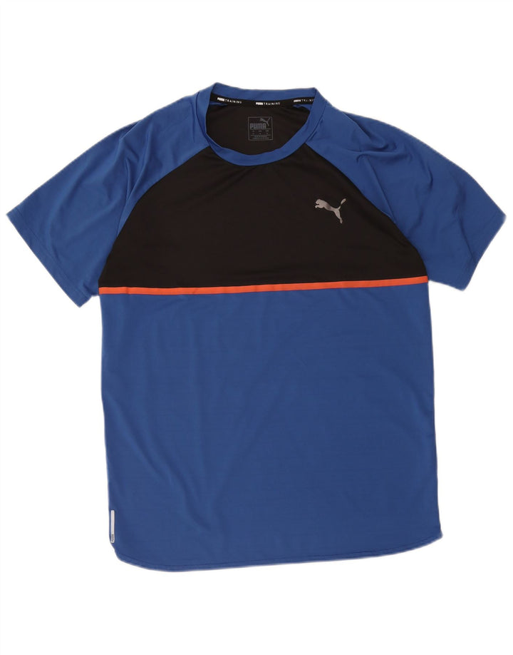 Puma Herre T-shirt Top Medium Blue Colourblock Polyester