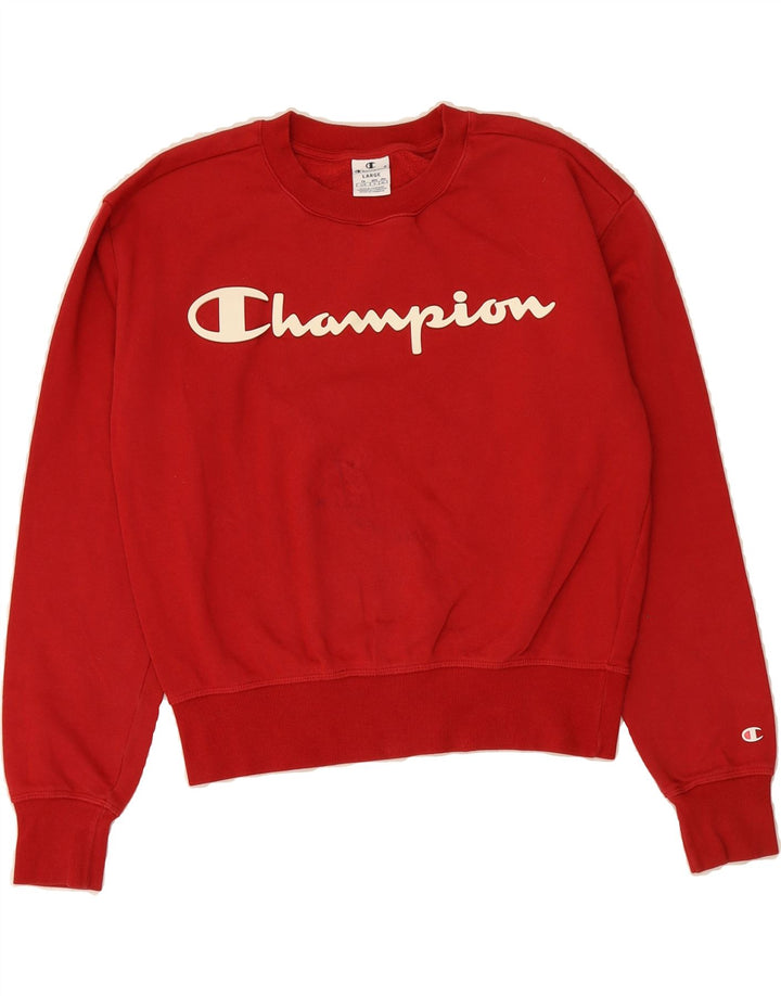 CHAMPION Womens Graphic Sweatshirt Jumper UK 16 Large Red Vintage Champion and Second-Hand Champion from Messina Hembry 