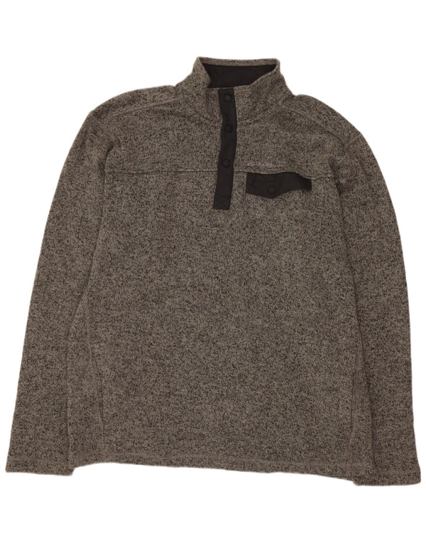Eddie Bauer Herre høj knap hals sweater stor grå flækket