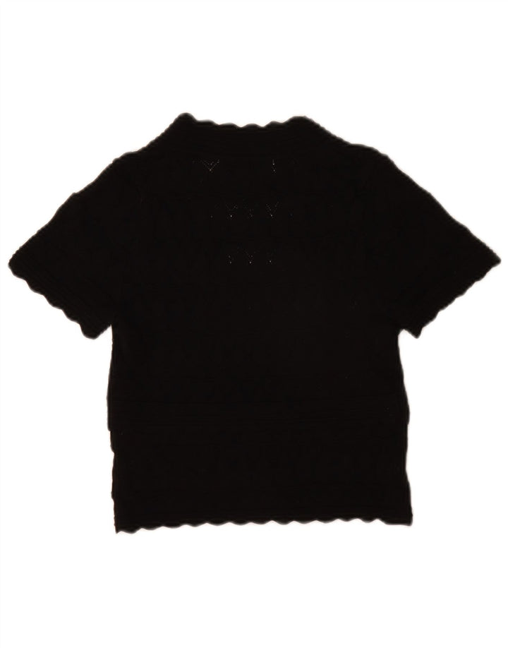 Zara Womens Crop Bluse Top UK 10 Small Black Viscose