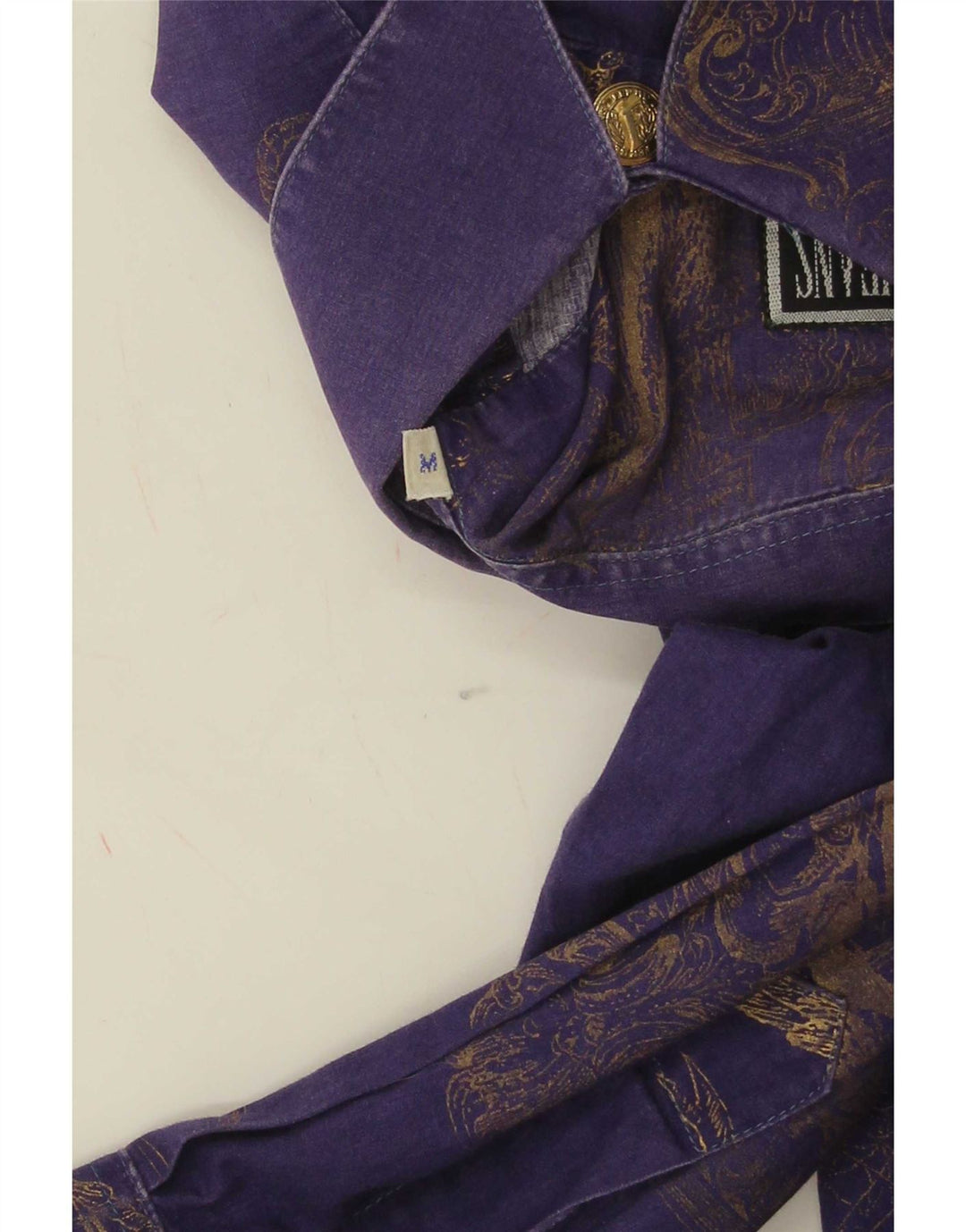 Ferre kvinders abstrakt mønster oversize skjorte UK 14 medium lilla bomuld