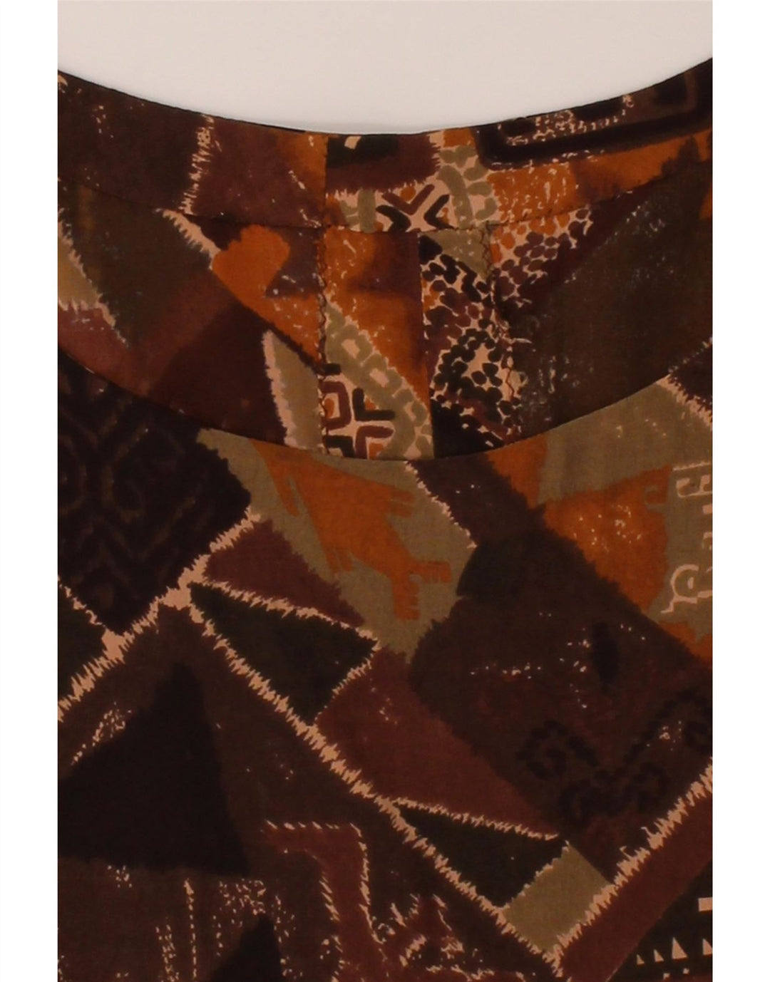 VINTAGE Womens Sleeveless Blouse Top UK 16 Large Brown Patchwork Vintage Vintage and Second-Hand Vintage from Messina Hembry 