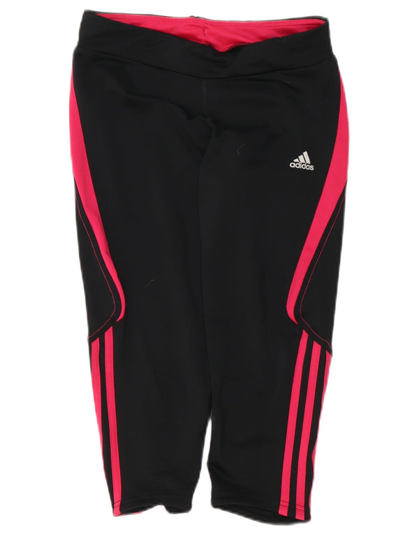 Adidas Womens Climalite Capri Leggings UK 8/10 Small Black Colourblock