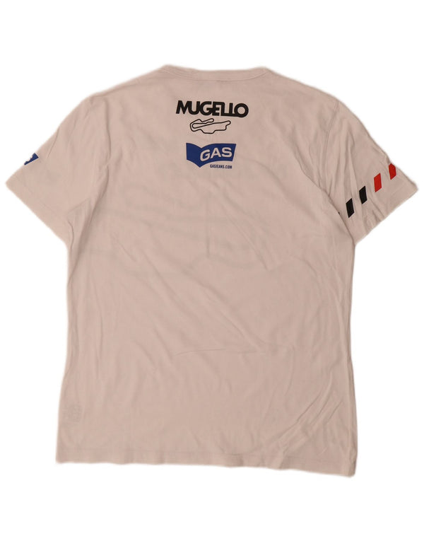 Gas Herre Grafisk T-Shirt Top Stor Hvid Bomuld