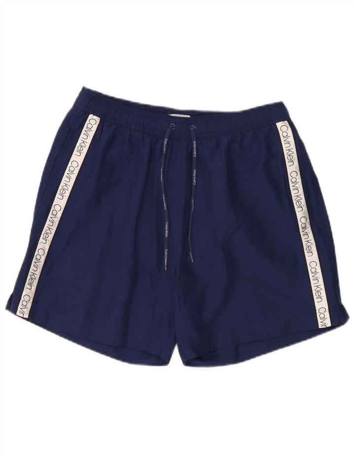 Calvin Klein Herre grafiske svømmeshorts Medium Navy Blue Colourblock