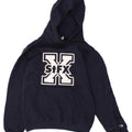 CHAMPION Boys STFX Graphic Hoodie Jumper 9-10 Years Medium Navy Blue Vintage Champion and Second-Hand Champion from Messina Hembry 