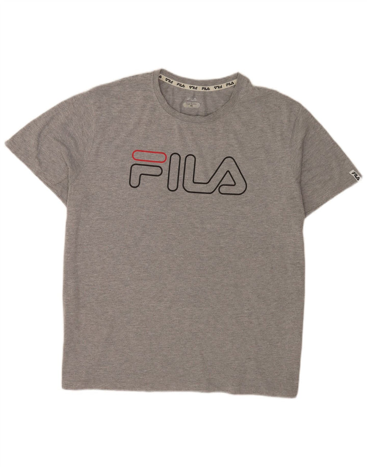 Fila Herre Grafisk T-Shirt Top 2XL Grå Flecked Polyester
