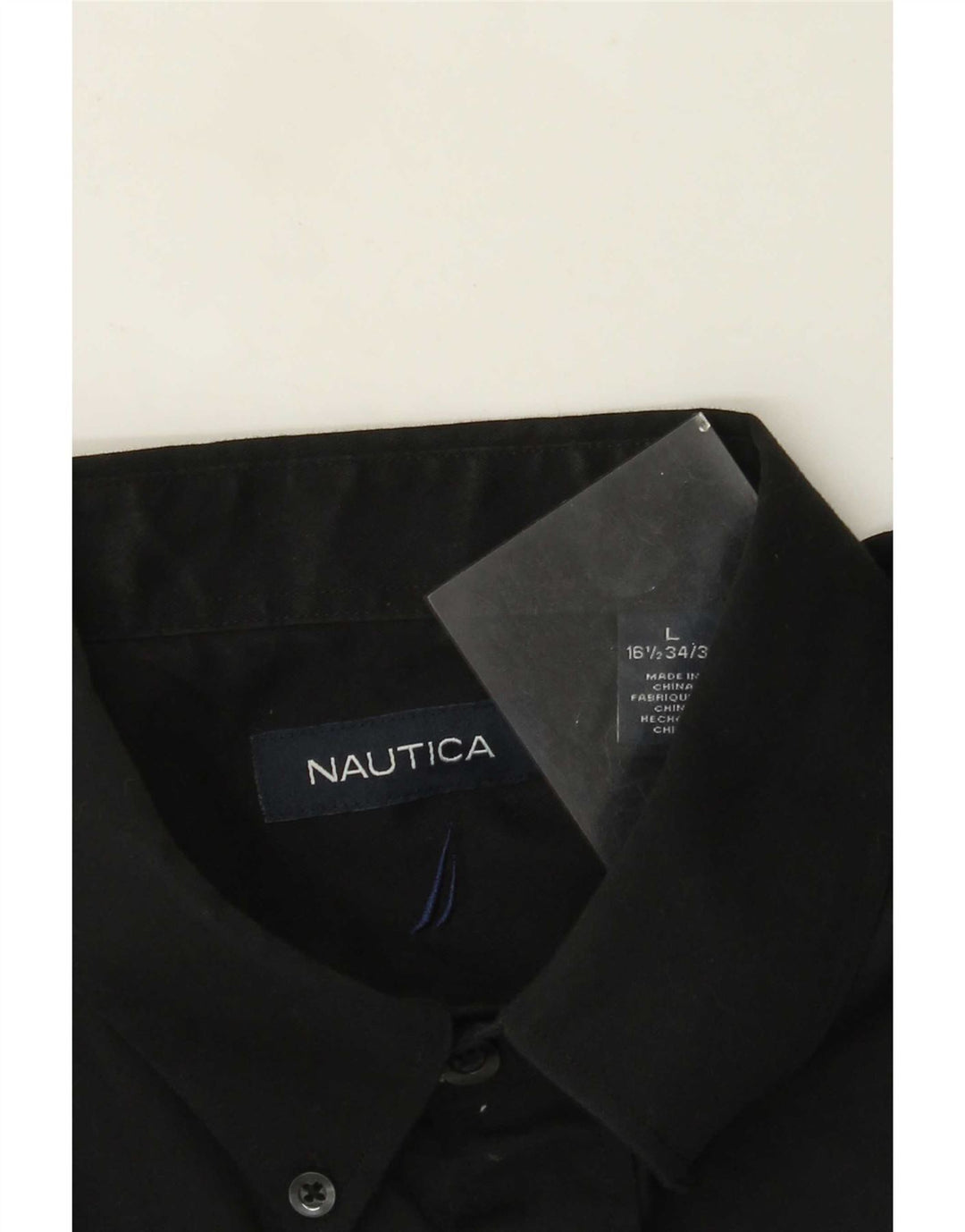 Nautica Herre skjorte str. 16 1/2 Stor sort bomuld