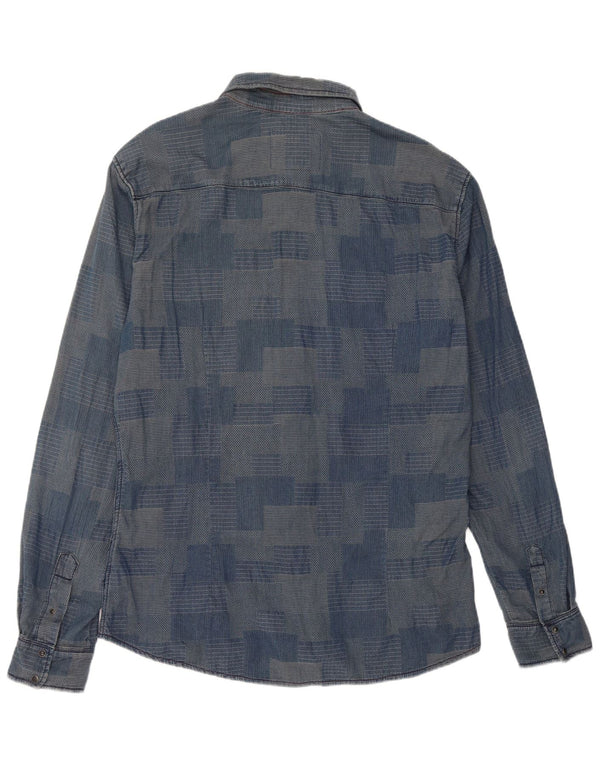 Gaudi herreskjorte 2XL blå patchwork bomuld