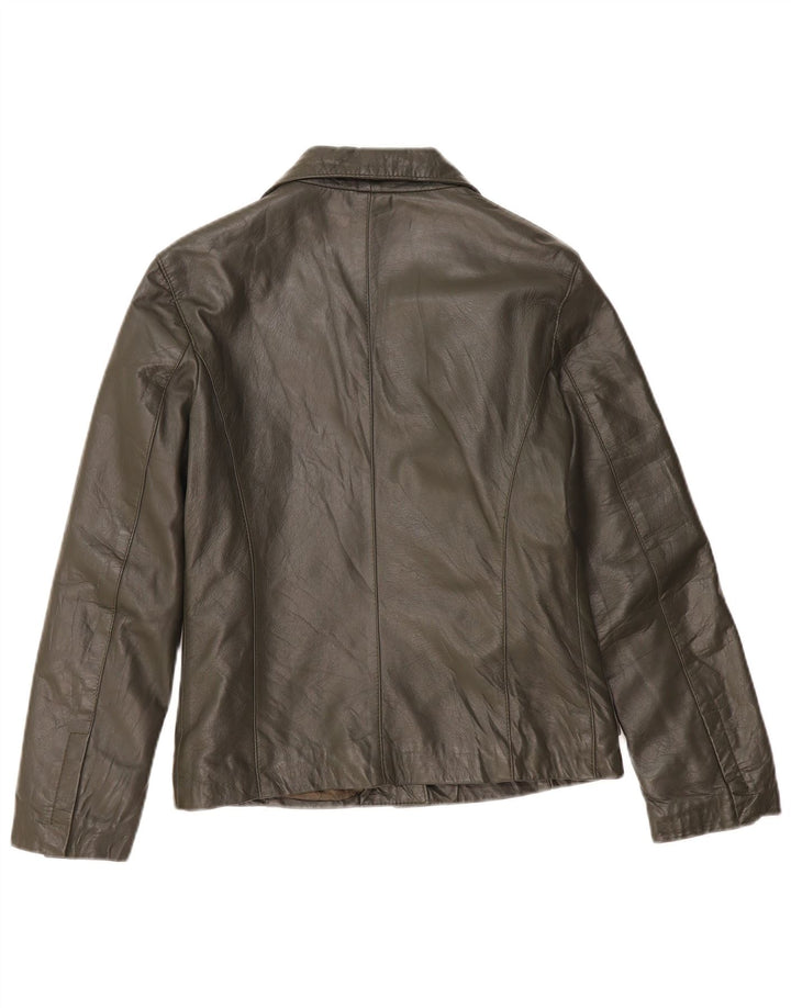 Vintage læderjakke til kvinder UK 10 Small Khaki Læder