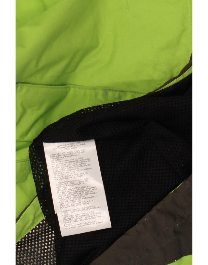 Jack Wolfskin Regnjakke med hætte til kvinder UK 12/14 Medium Green Colourblock