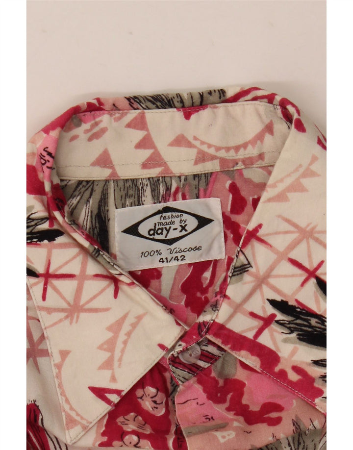 Day-X Kortærmet Herreskjorte Størrelse 41/42 Large Pink Patchwork Viscose