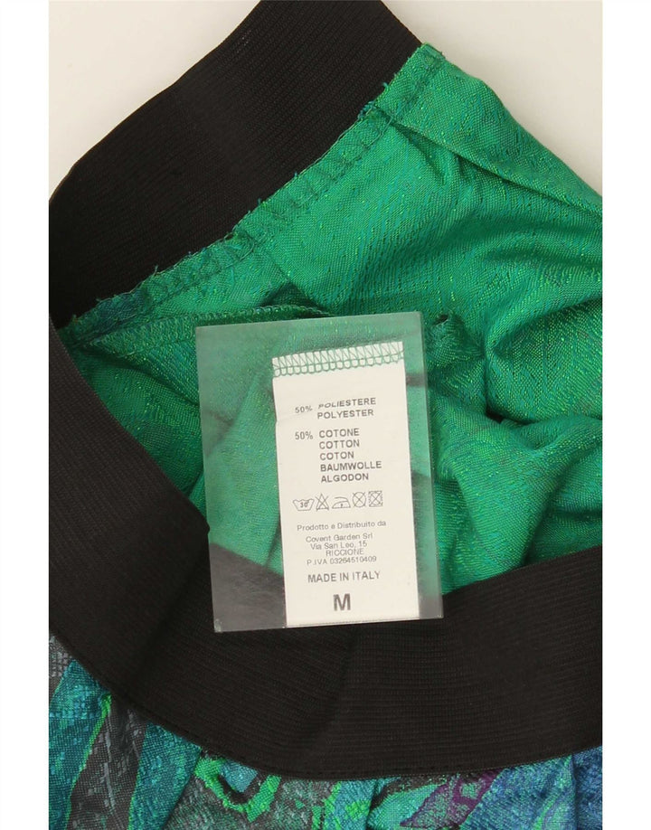 Vintage Womens Abstract Pattern Mini Skirt Medium W28 Green Polyester