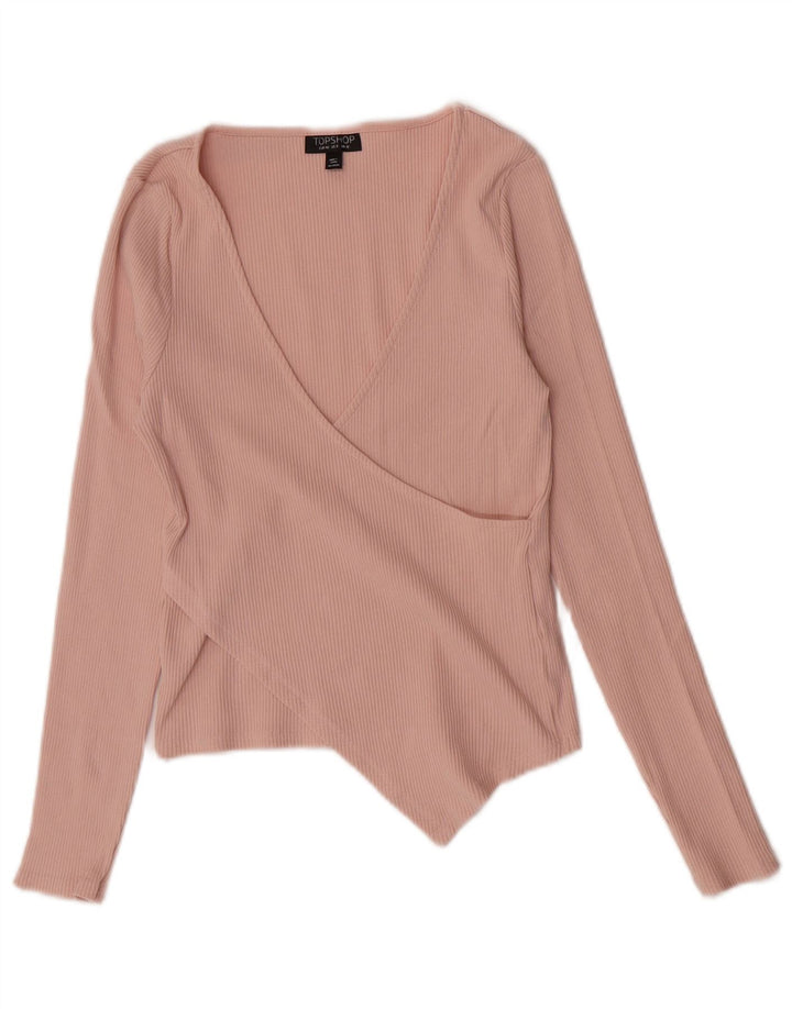 Topshop Dame Crop Top Langærmet UK 12 Medium Pink Bomuld