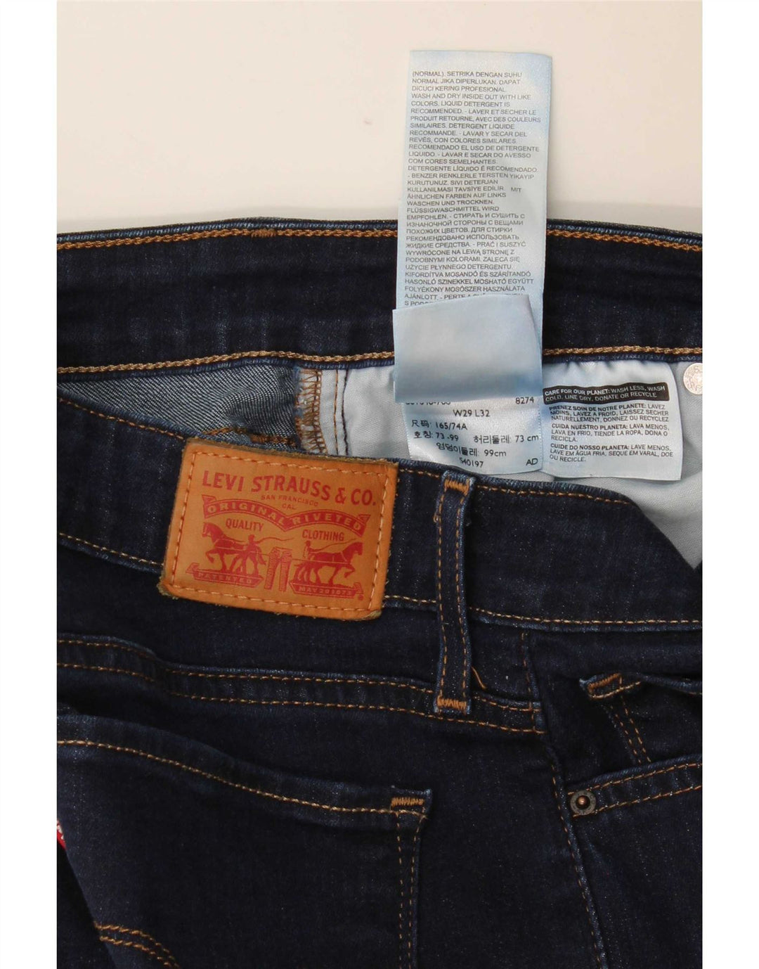 Levi's Dame 712 Slim Jeans W29 L32 Marineblå Bomuld