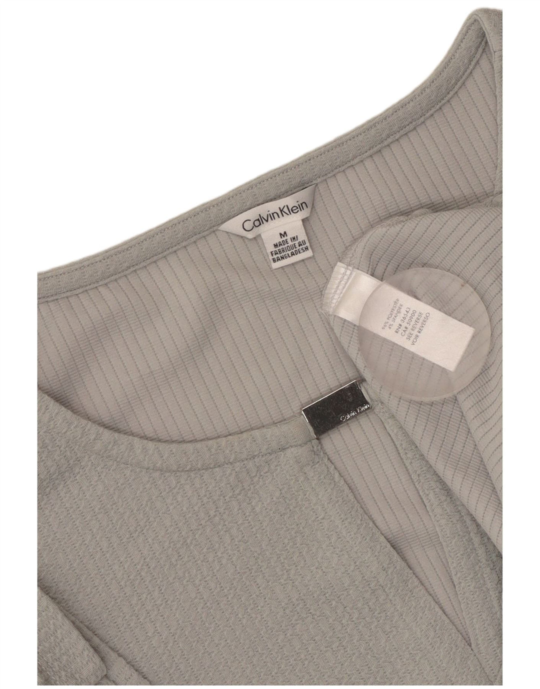 CALVIN KLEIN Damebluse Top UK 14 Medium Grey Polyester