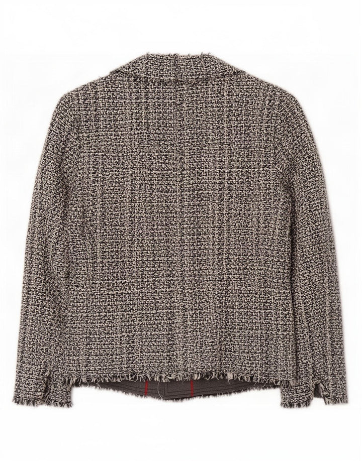 Benetton Dame Blazer Jacket UK 14 Stor Grå Flecked Bomuld