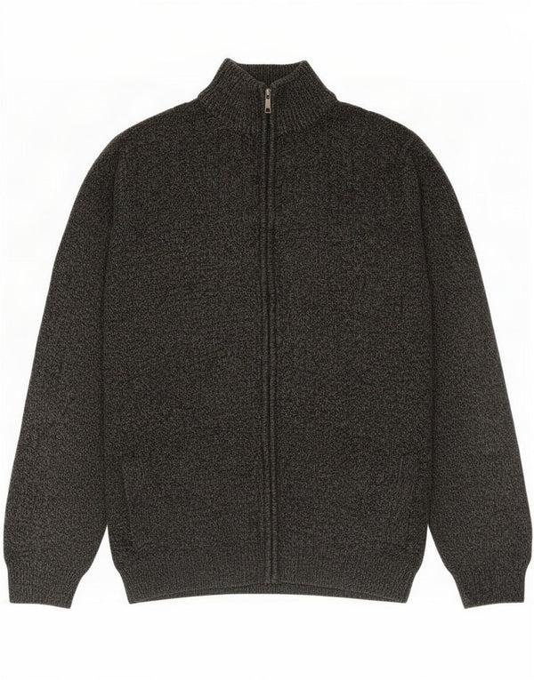 Marks & Spencer Herre Cardigan Sweater med fuld lynlås XL Grå Flecked Acryl
