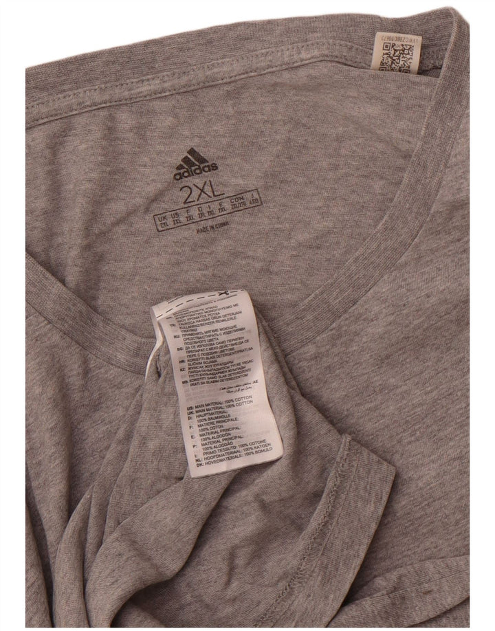 ADIDAS Herre T-Shirt Top 2XL Grå Bomuld