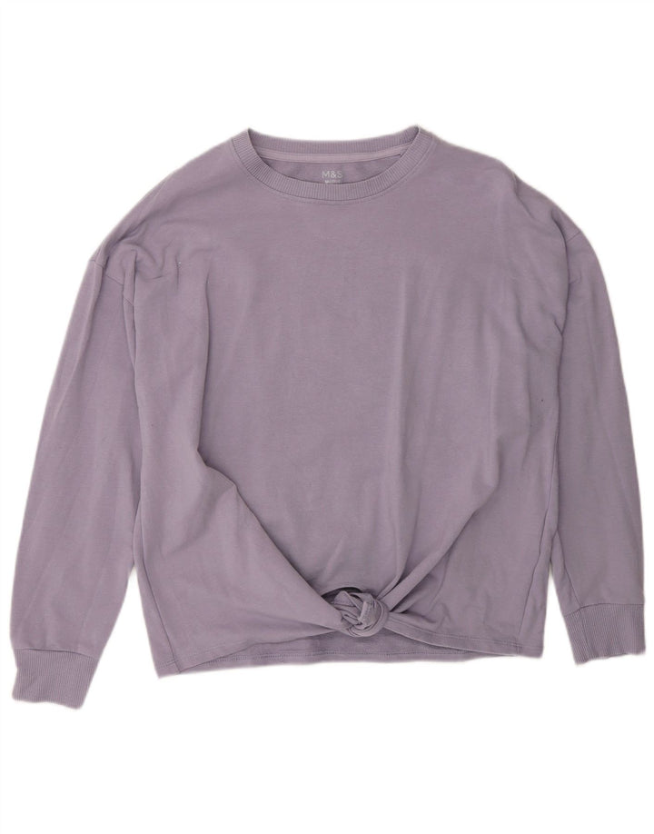 Marks & Spencer Dame Sweatshirt Jumper UK 12 Medium Lilla Bomuld