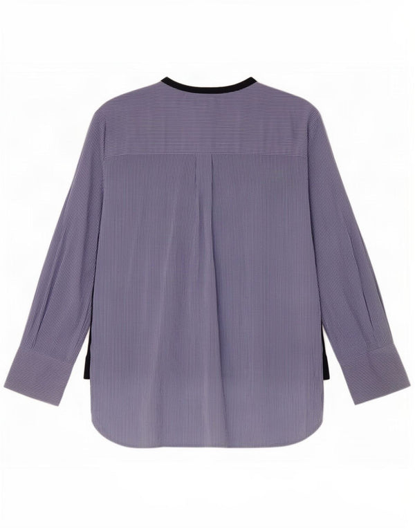 Zara Graphic Pullover Shirt UK 12 Medium Blue Pinstripe Bomuld