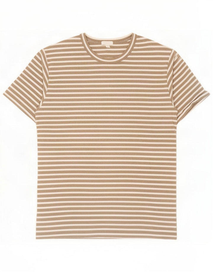 Cos Herre T-shirt Top Medium Beige Stribet Bomuld