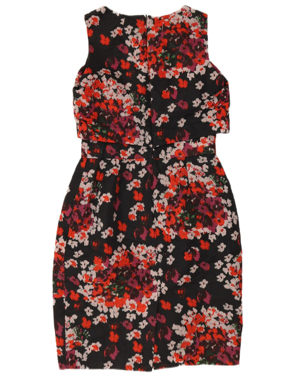 Hobbs Dame Ærmeløs Skede Kjole UK 12 Medium Black Floral Polyester