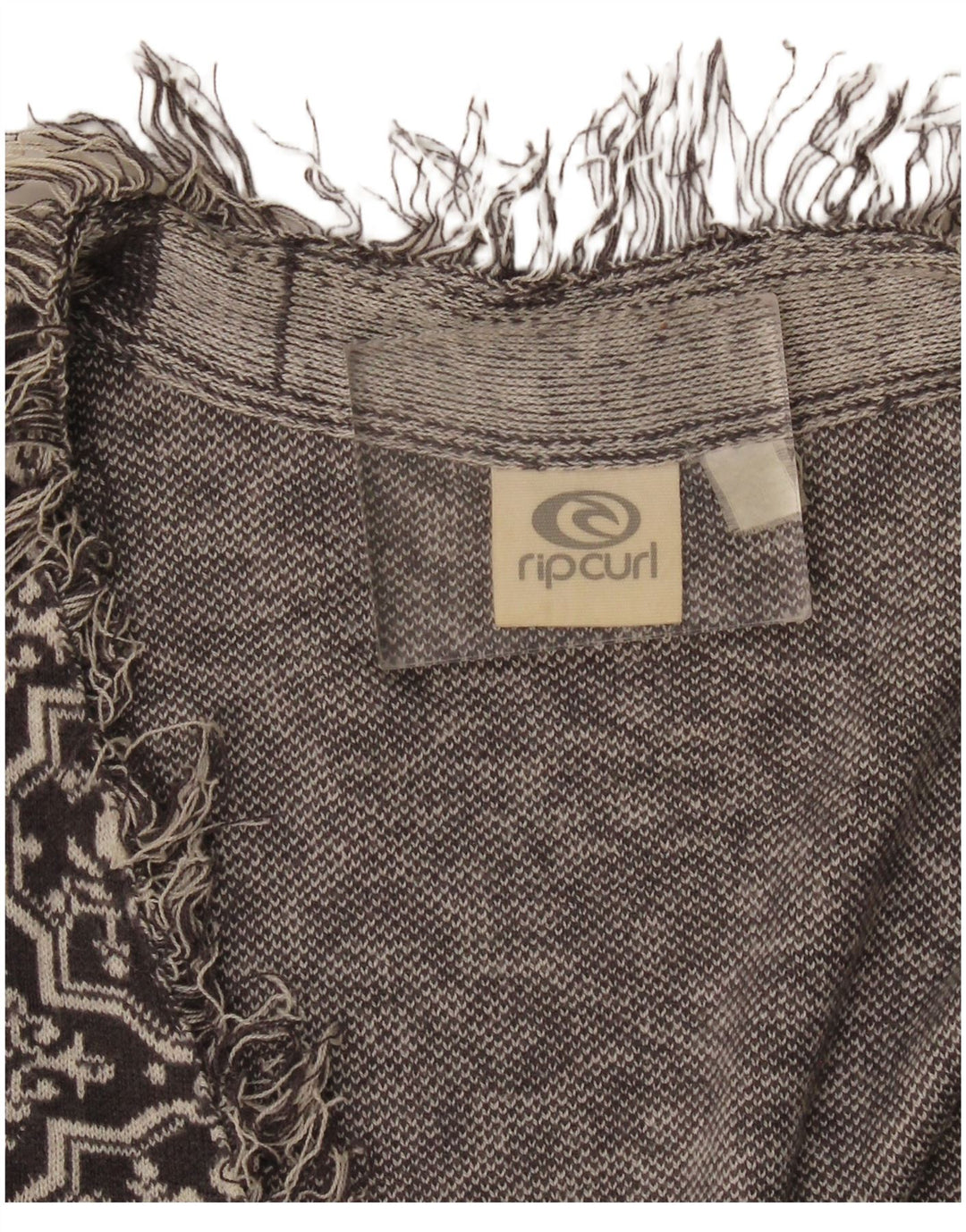 Rip Curl Womens Open Cardigan Sweater UK 8 Small Grey Fair Isle