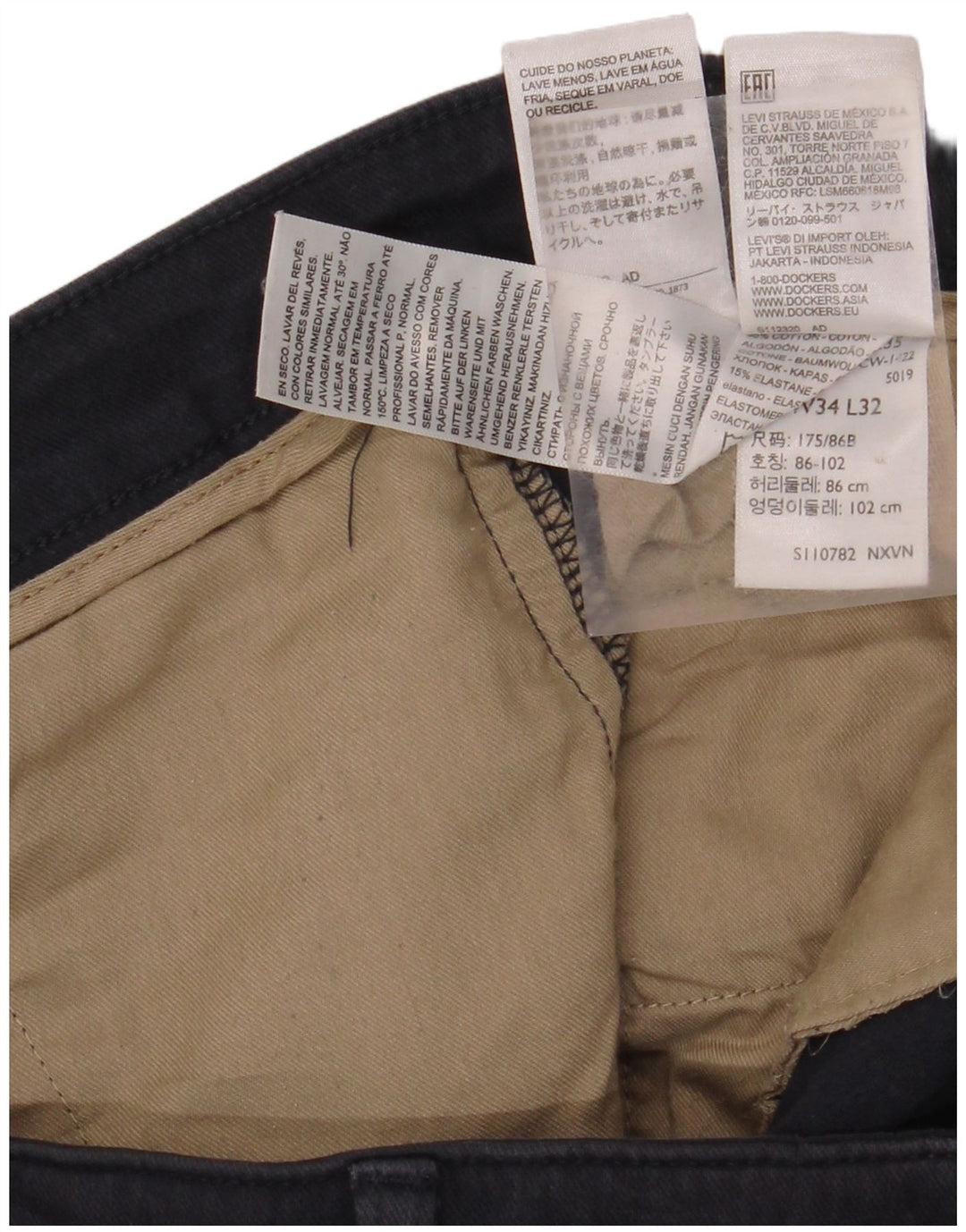 DOCKERS Straight Chino-bukser til mænd W34 L27 Marineblå bomuld